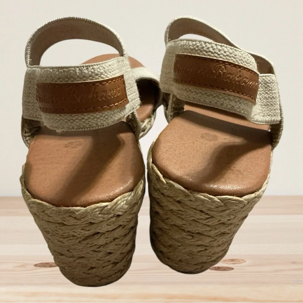 🌼Tommy Bahama André Assous Allison Stretch-Linen Wedges-Beige Linen
